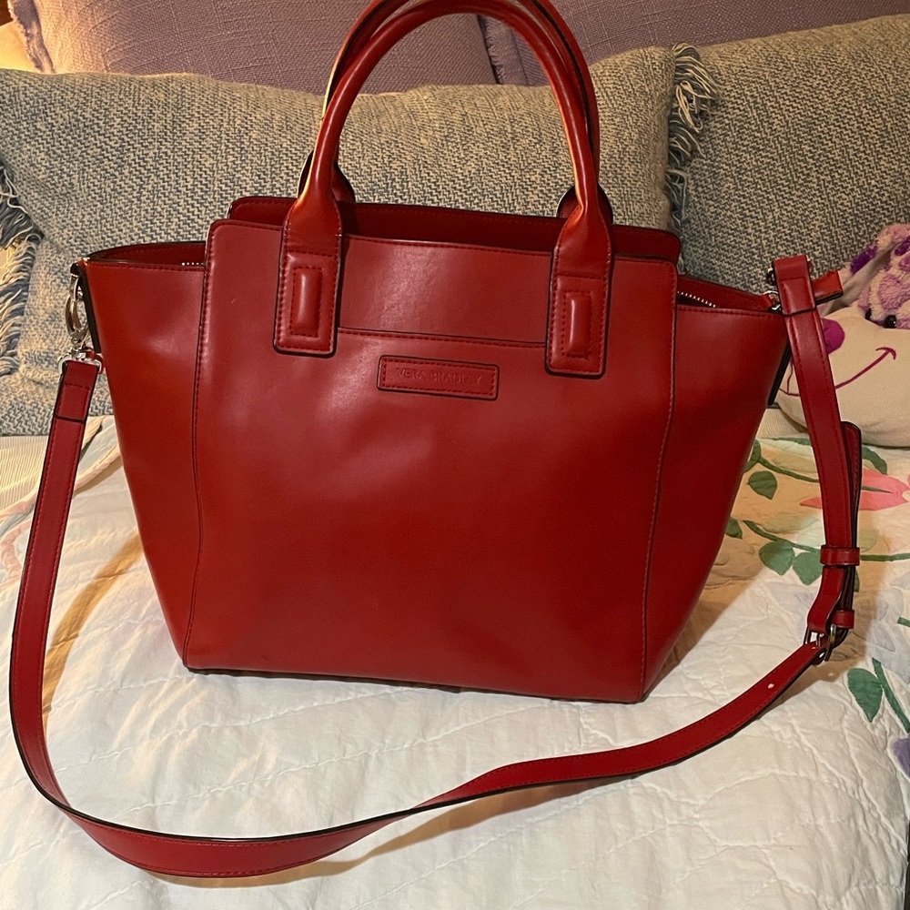 Vera Bradley Vegan Red Leather Tote Bag NWOT